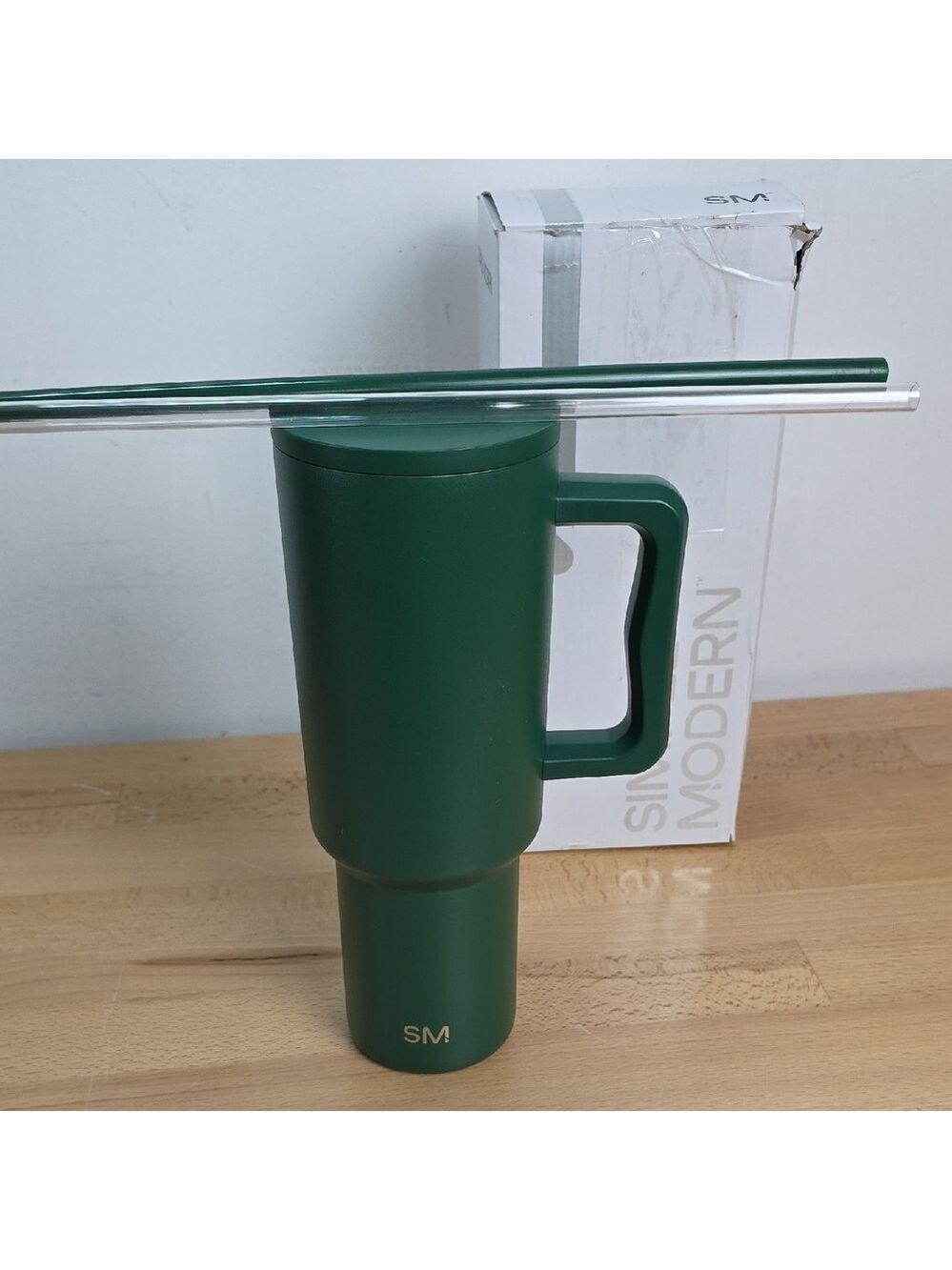 SM Green Insulated Travel Coffee Mug with Handle